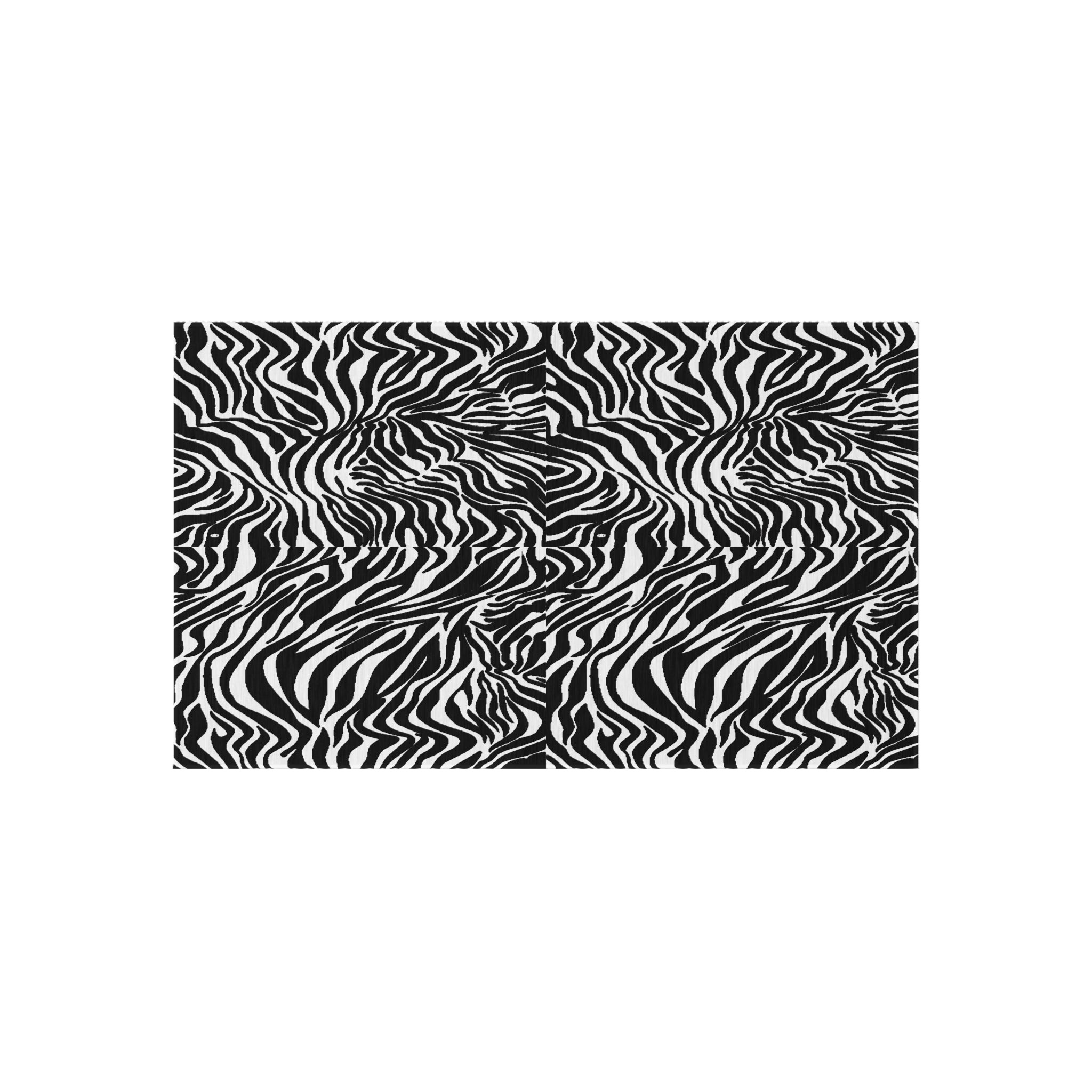 Outdoor Rug White Black Zebra print