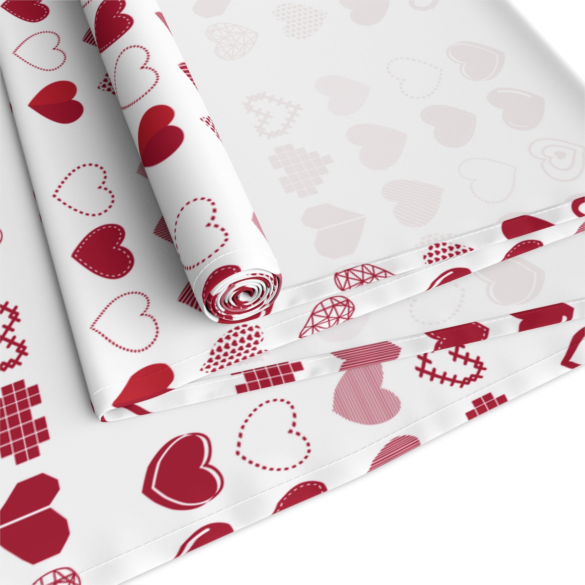 Table Runner (Cotton, Poly) Hearts Valentine