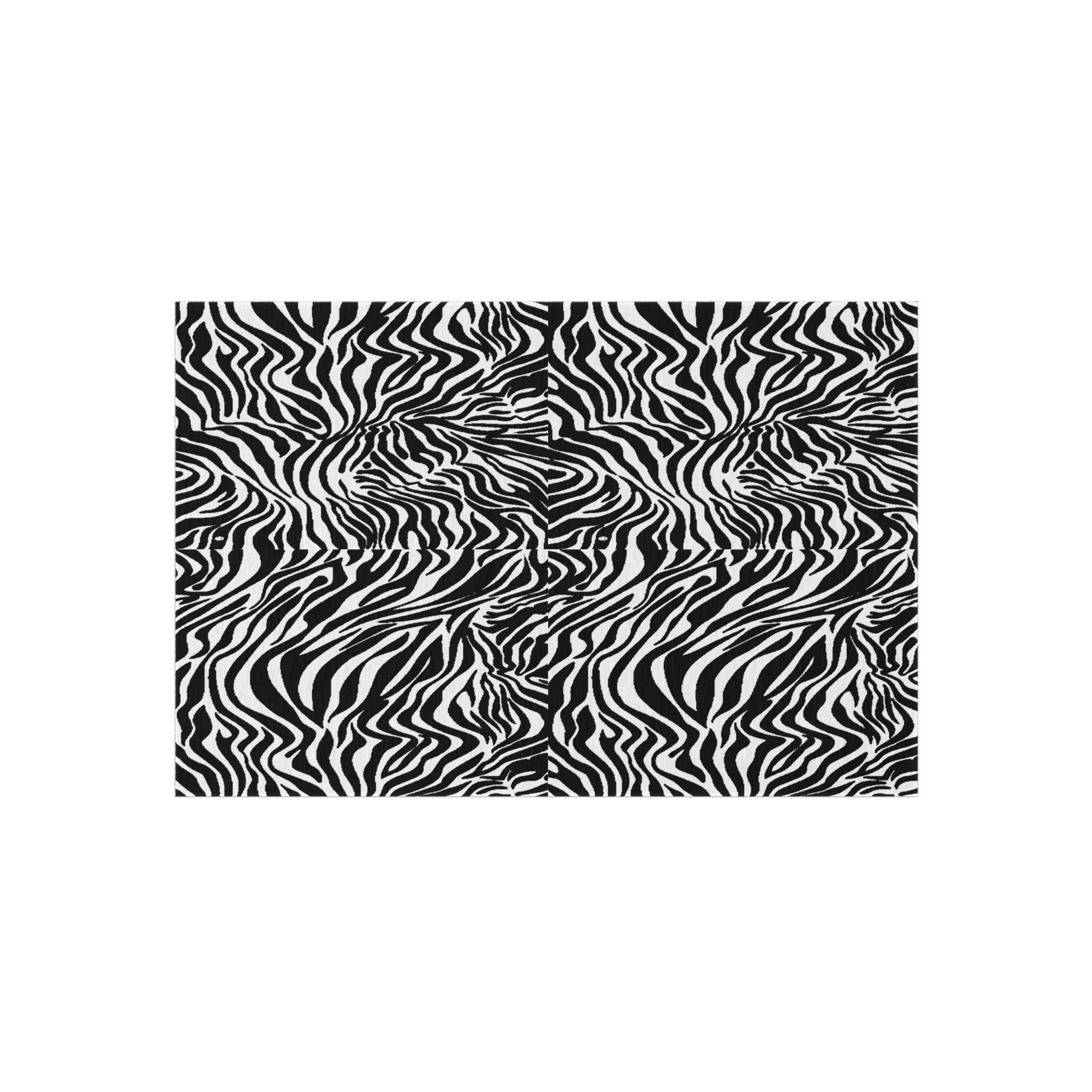 Outdoor Rug White Black Zebra print
