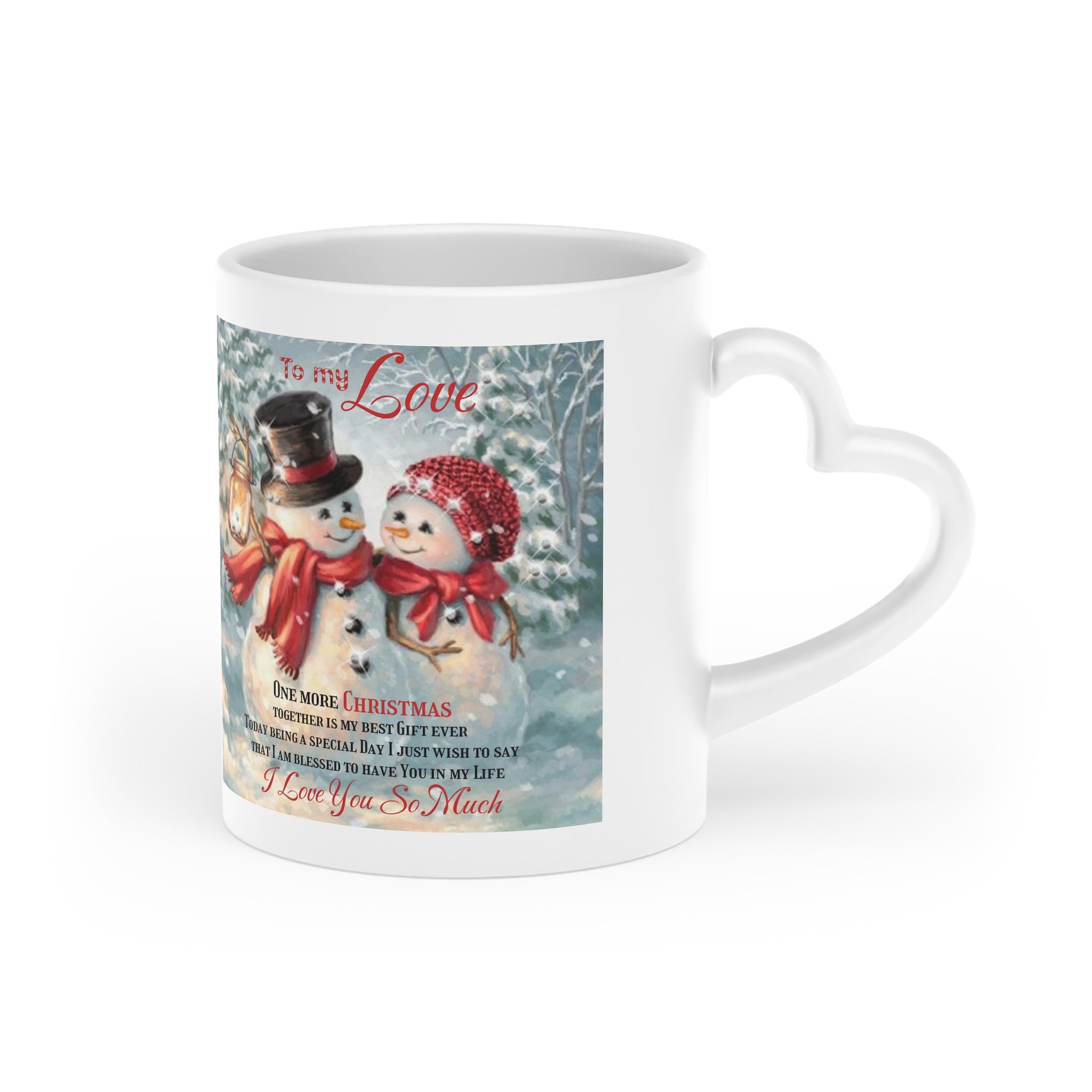 Heart-Shaped Mug Snowmen Decoration One more Christmas together