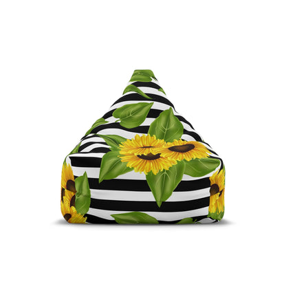 Bean Bag Chair Cover Sunflowers on black and white