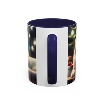 Accent Coffee Mug White Cat Christmas