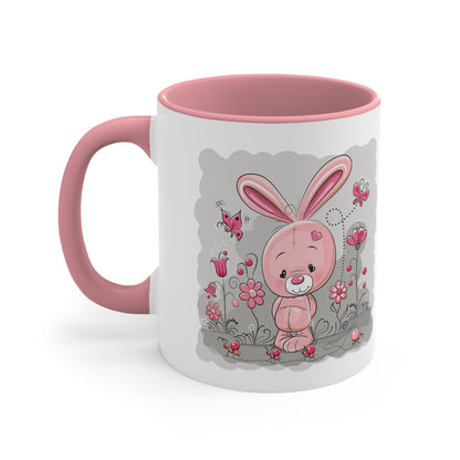 Accent Coffee Mug Pink Rabbit Valentine