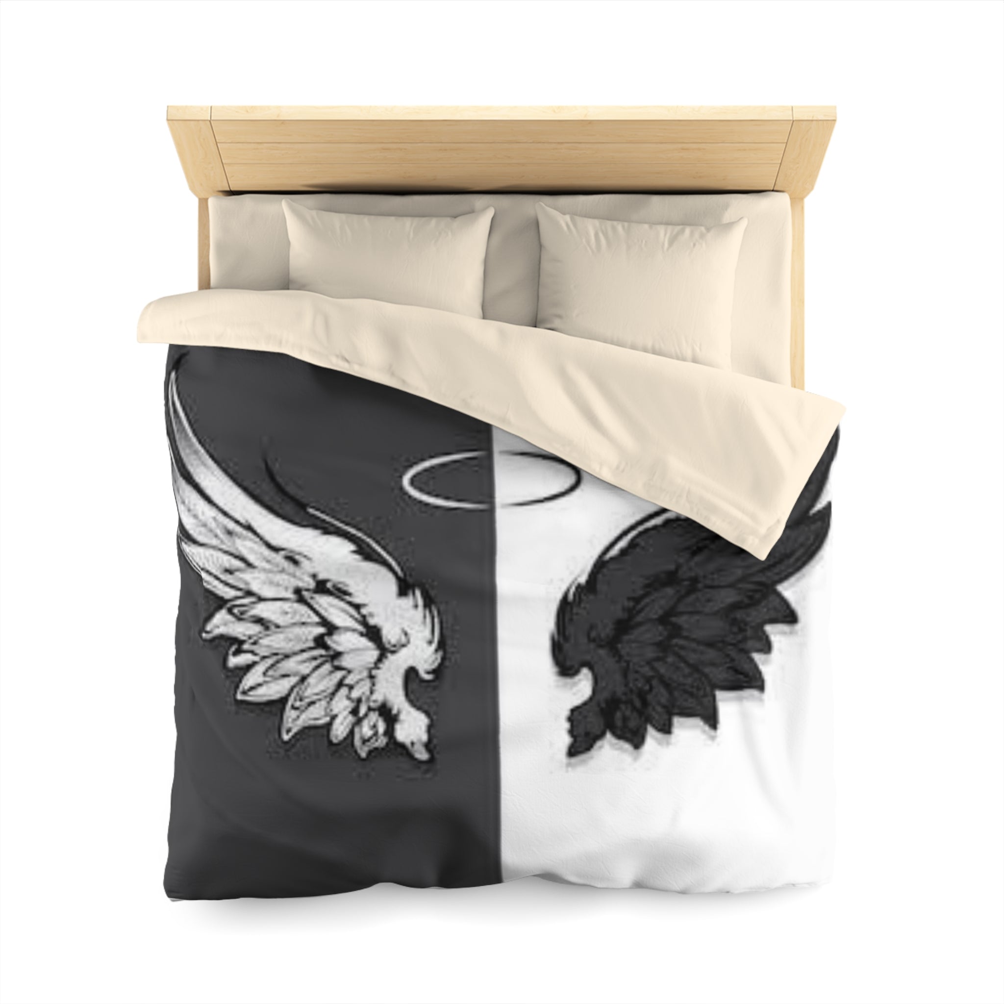 Microfiber Duvet Cover Wings black and white