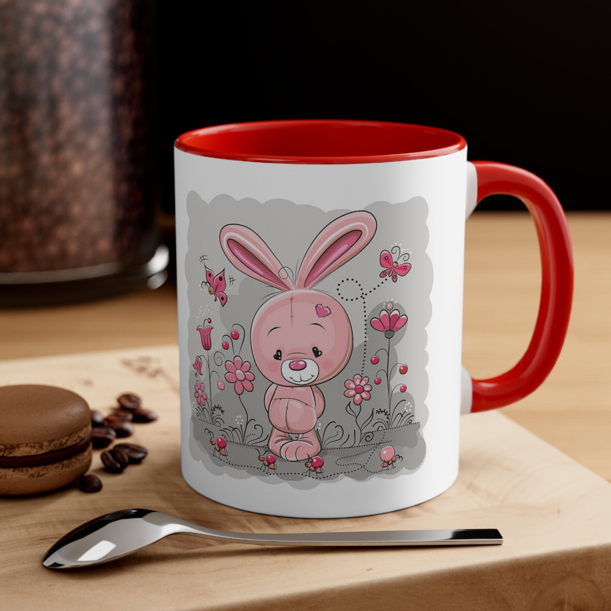 Accent Coffee Mug Pink Rabbit Valentine