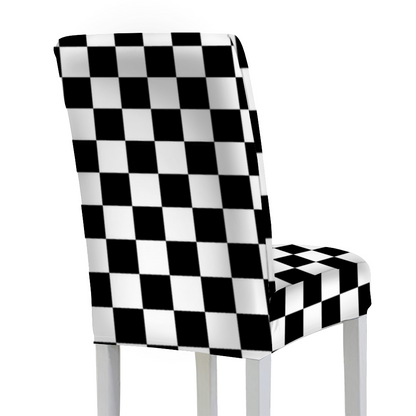 Custom Dining Chair Cover Elastic Dining Chair Cover Removable Seat Protection Black and White