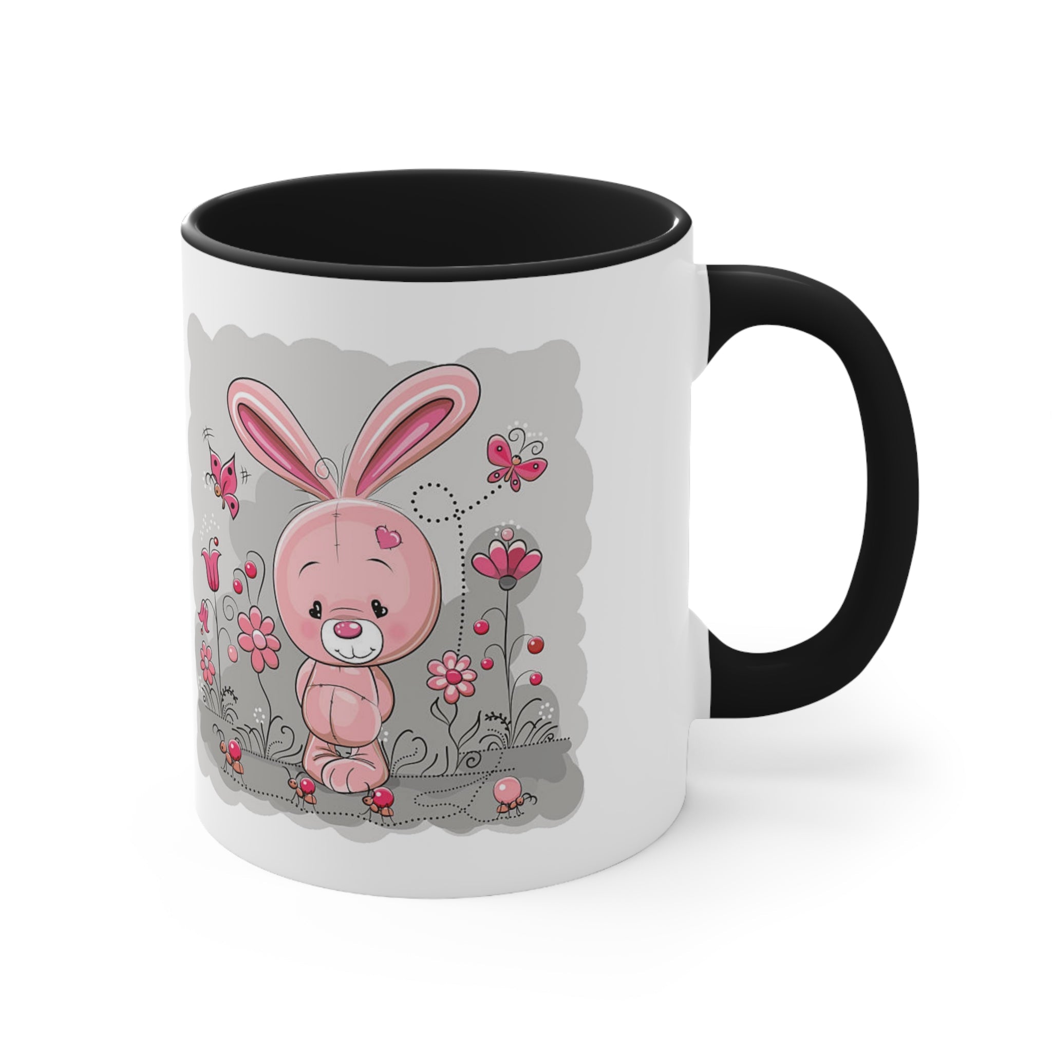 Accent Coffee Mug Pink Rabbit Valentine