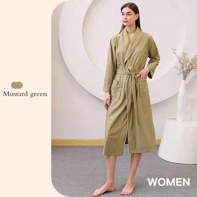 Thin satin bathrobe with quick drying water absorption for couples women's long and plus size yukata for men