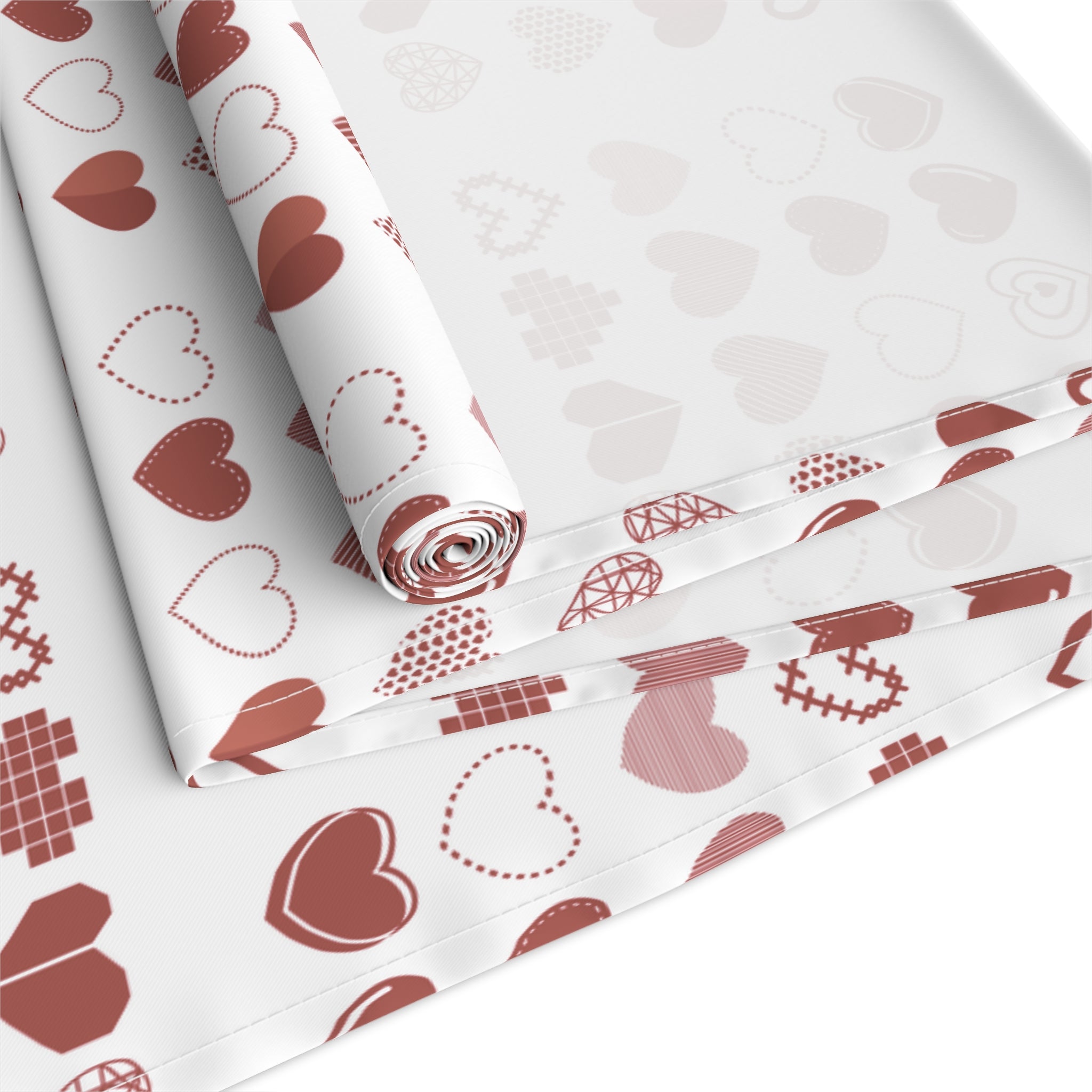 Table Runner (Cotton, Poly) Hearts Valentine