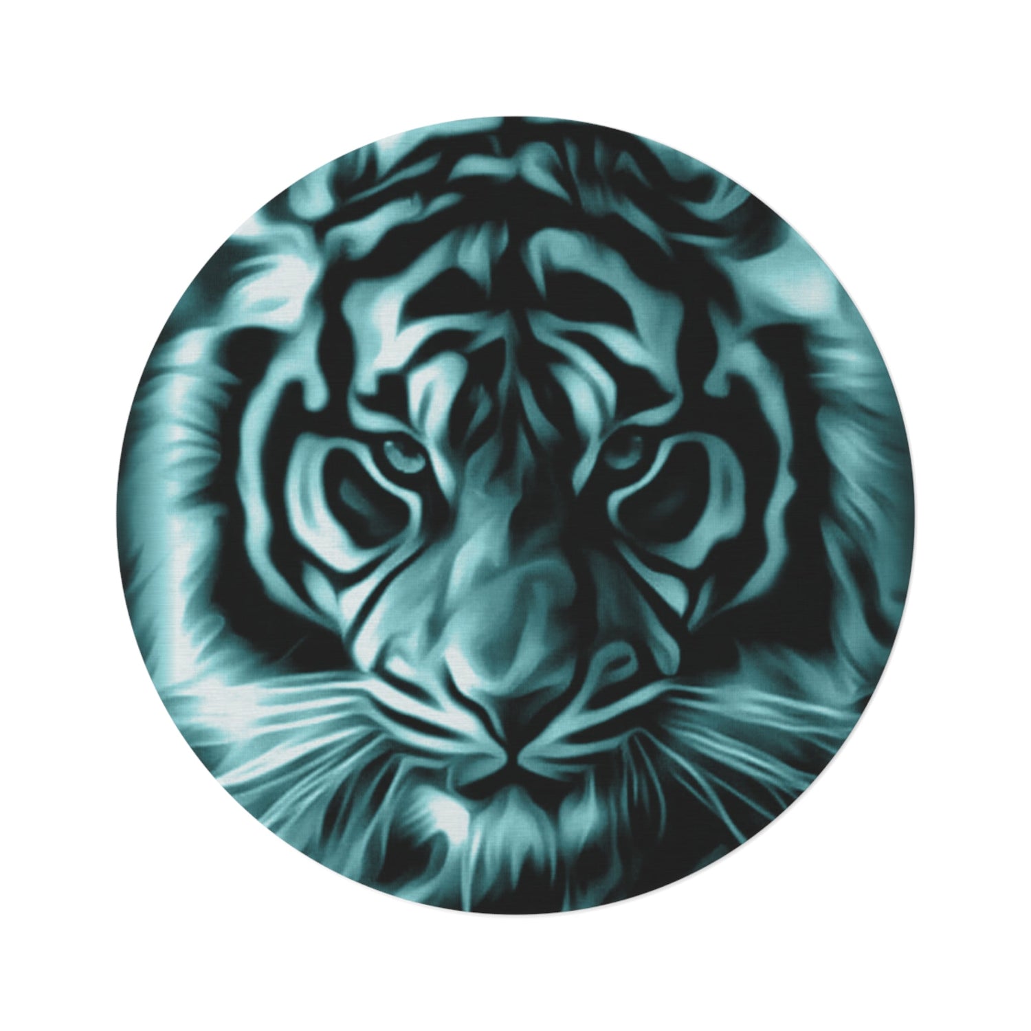 Round Rug Tiger, smaragd green