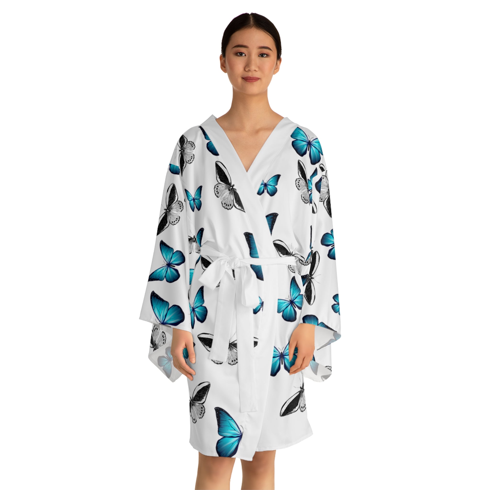 Long Sleeve Kimono Robe Butterflies