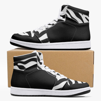 High Top Sneakers Black with zebra print decoration