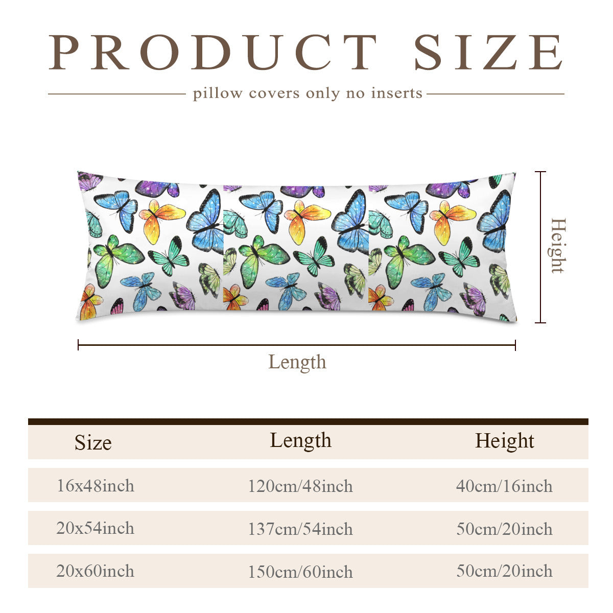 Long Pillow Cover Double-Sided Design (Multiple Sizes)｜Polyester - butterflies