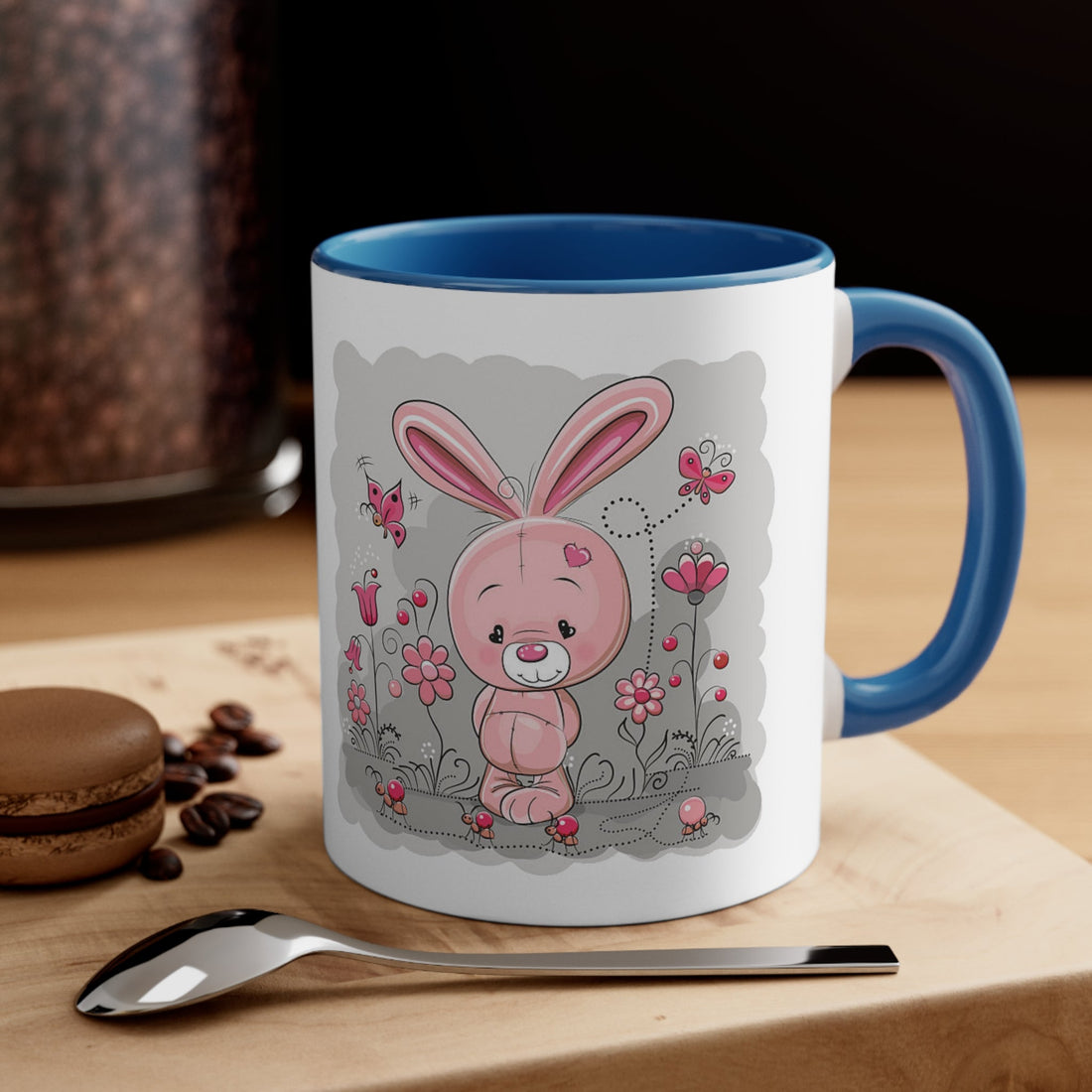 Accent Coffee Mug Pink Rabbit Valentine