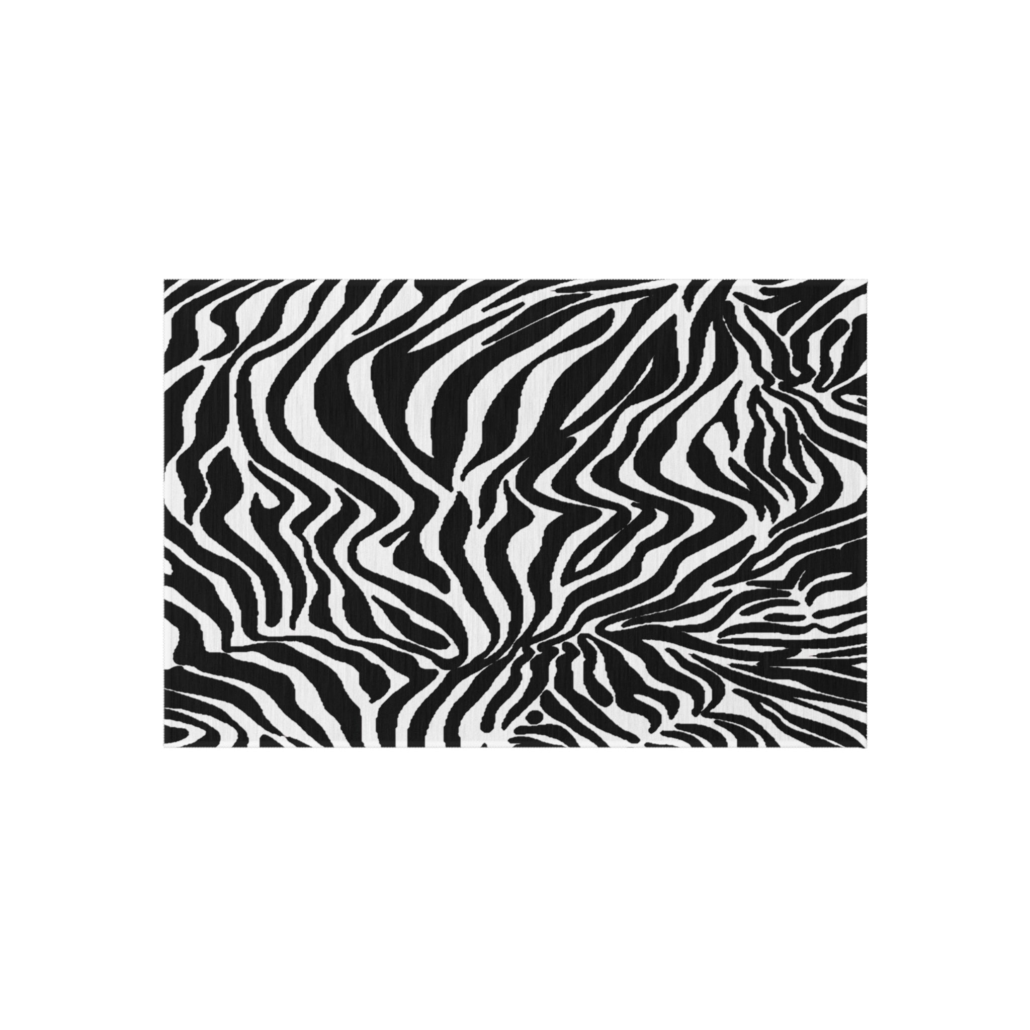 Outdoor Rug White Black Zebra print