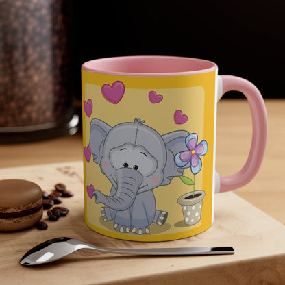 Accent Coffee Mug Elephant with Hearts