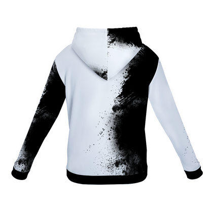 Customizable Unisex Black and White abstract Plush Hoodies with Pockets