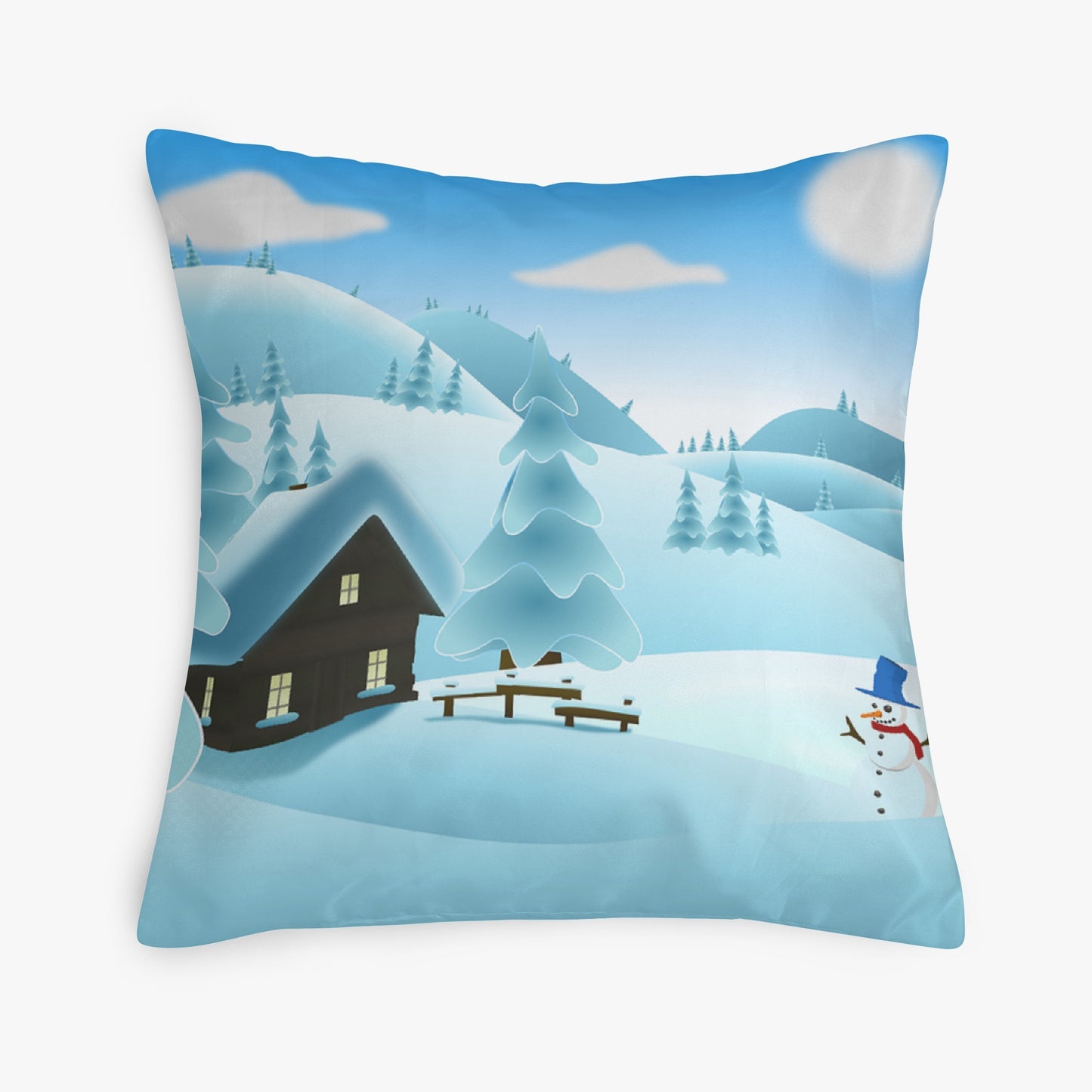 18'' Square Pillow Cover Winter landscape - HomeClothesJewelry