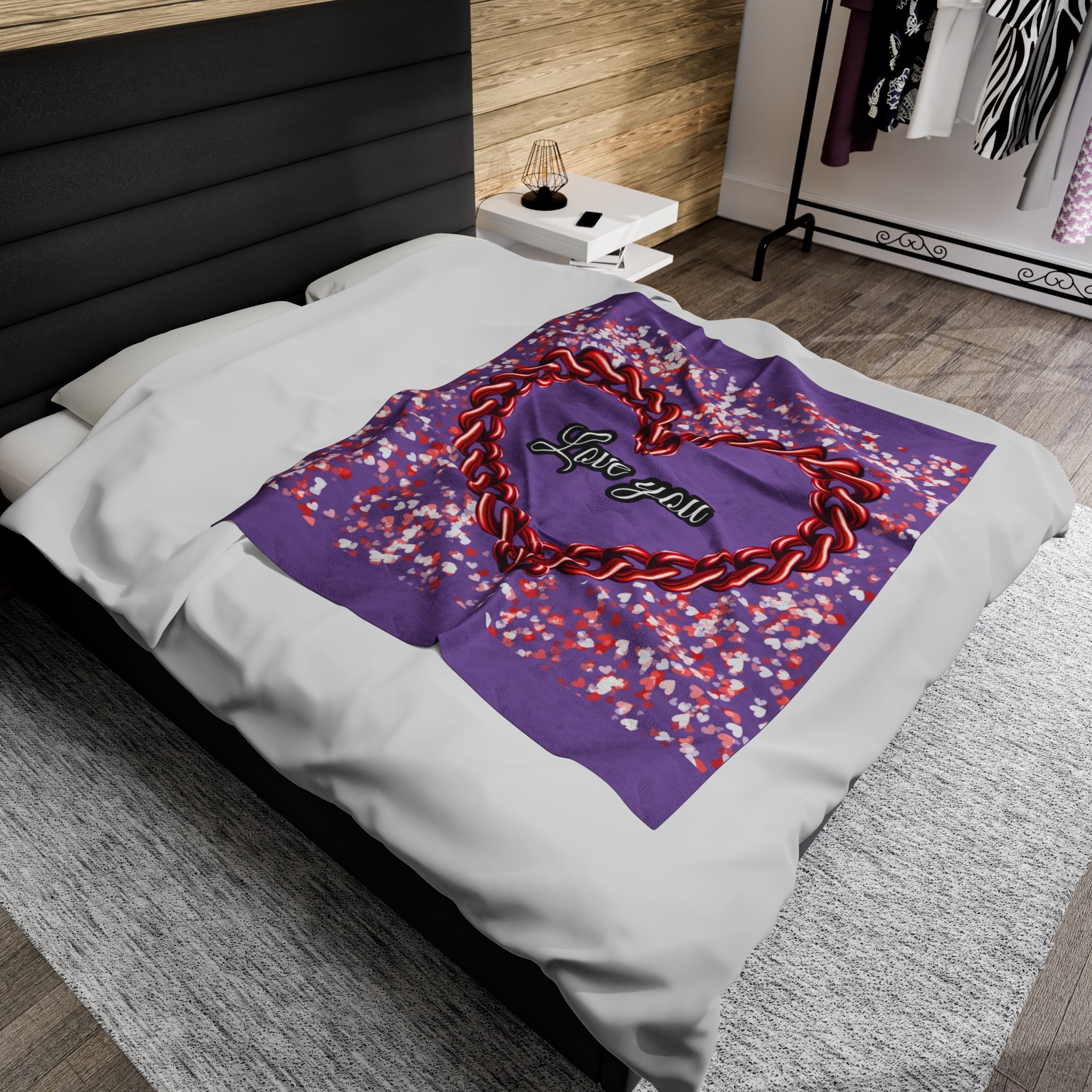 Velveteen Plush Blanket Love you