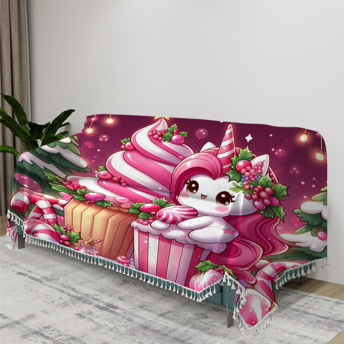 Couch Covers Blanket Housewares Christmas pink Unicorn