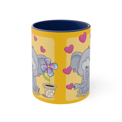 Accent Coffee Mug Elephant with Hearts