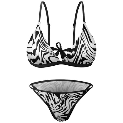 Sexy Two Piece Bikini Swimsuit black and white abstract