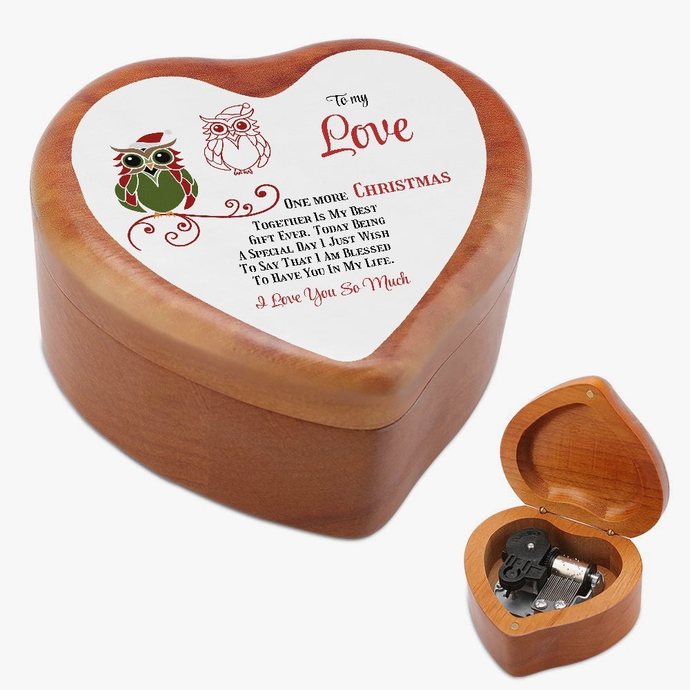 Heart Shaped Wooden Music Box To my Love One more Christmas together