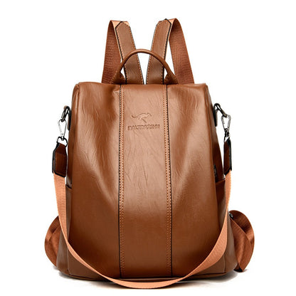 Shoulder bag, soft leather, women's fashionable backpack, student minimalist backpack
