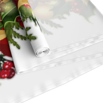 Table Runner (Cotton, Poly) Poinsettia Christmas