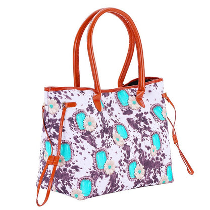 Handbag Womens Shoulder Bag Indian Style Cow Pattern Portable Cowboy Leopard Pattern Bag