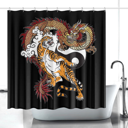 Quick-drying Shower Curtain Tiger and Dragon