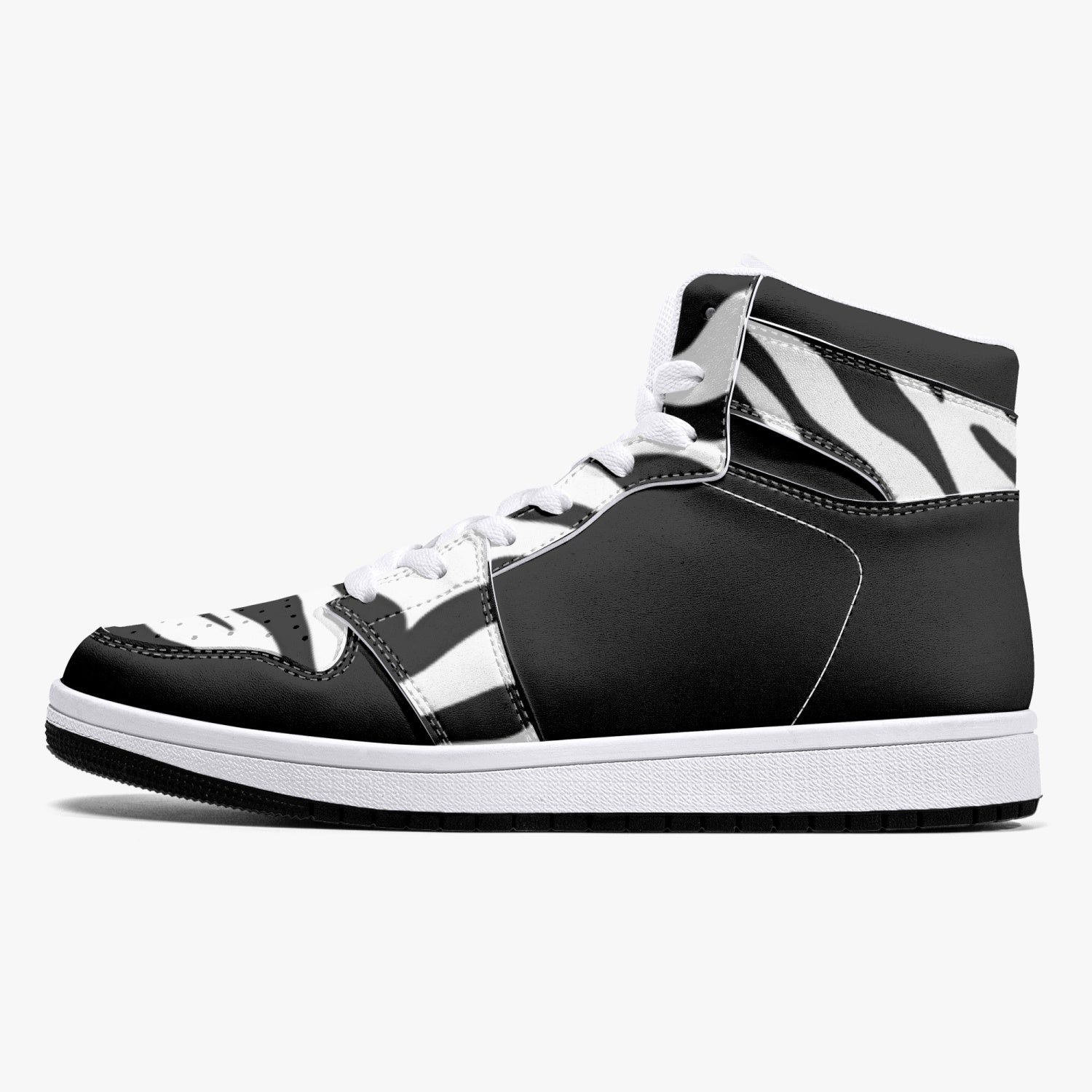 High Top Sneakers Black with zebra print decoration