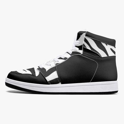 High Top Sneakers Black with zebra print decoration