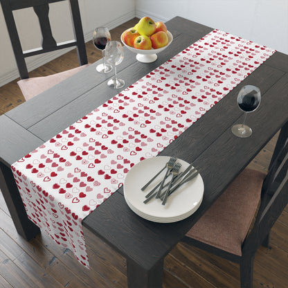 Table Runner (Cotton, Poly) Hearts Valentine