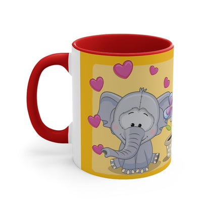 Accent Coffee Mug Elephant with Hearts