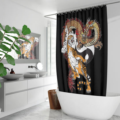 Quick-drying Shower Curtain Tiger and Dragon