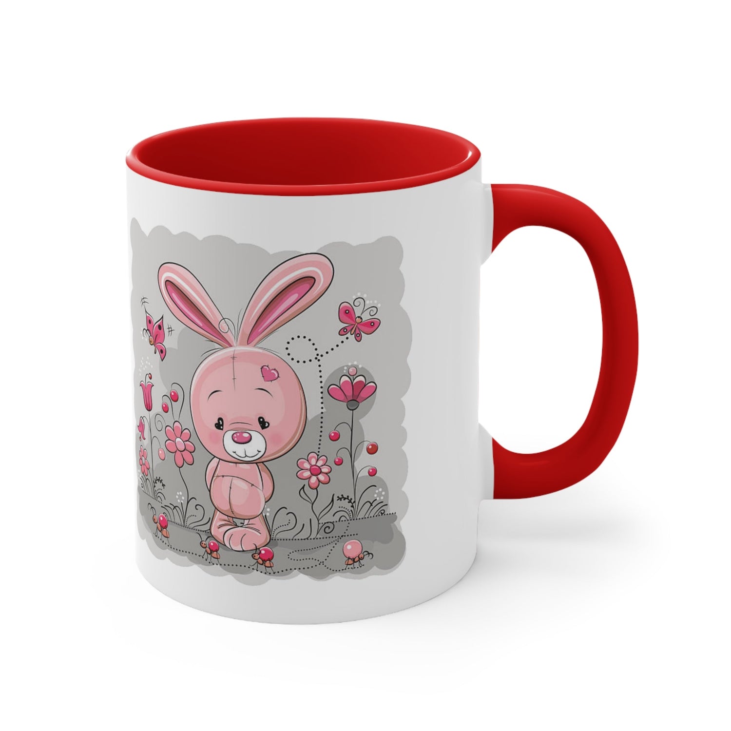 Accent Coffee Mug Pink Rabbit Valentine