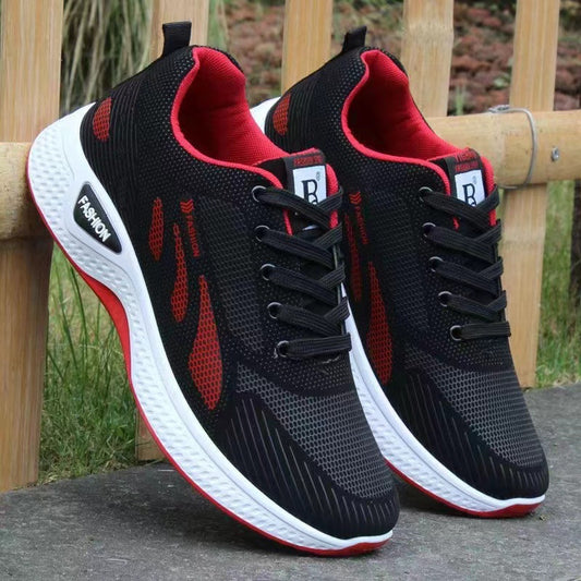 Men's shoes, trendy shoes, spring and summer waterproof and anti slip shoes, new casual shoes, soft soled running shoes, black mesh sports shoes for men