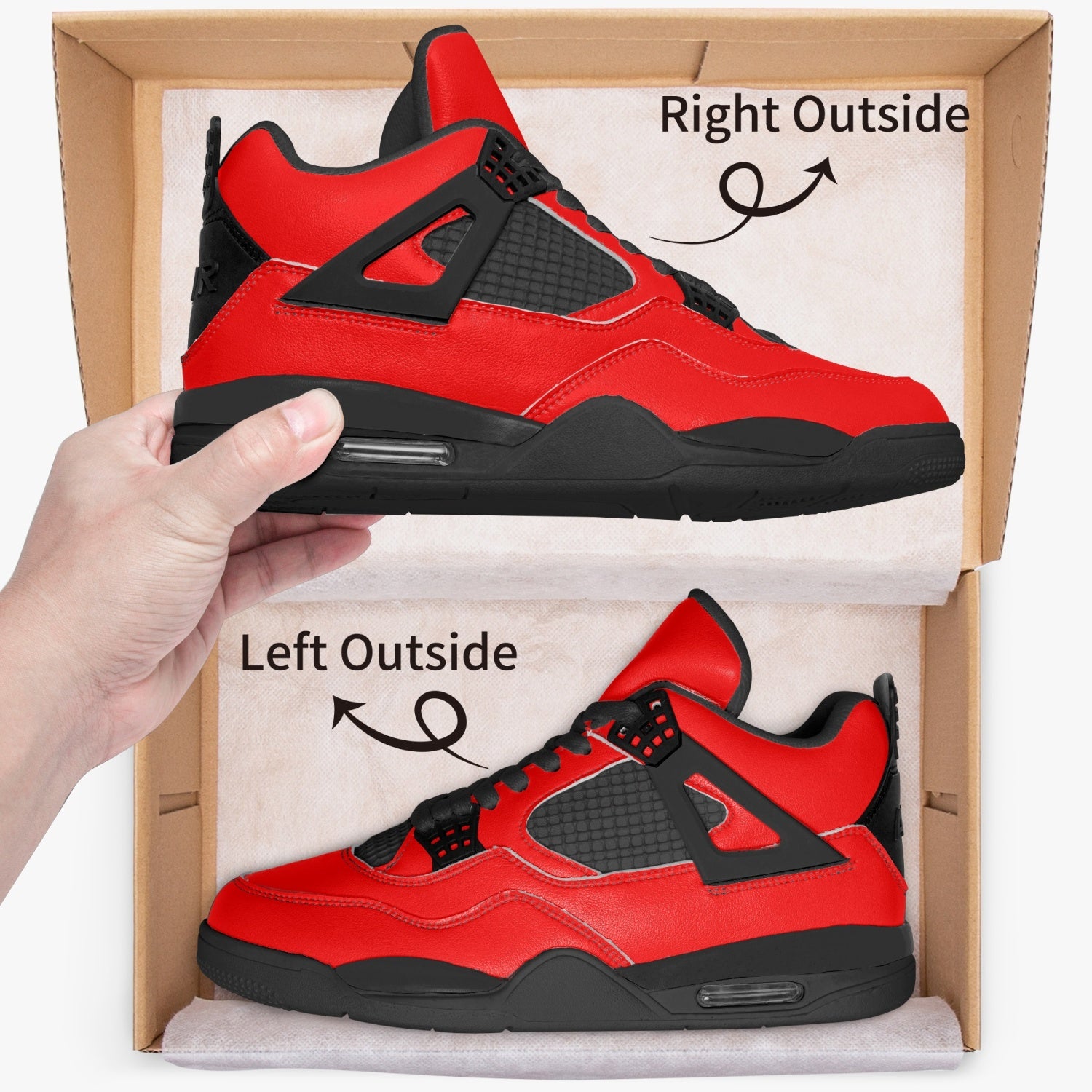 698. AJ4 Basketball Sneakers -Black Red