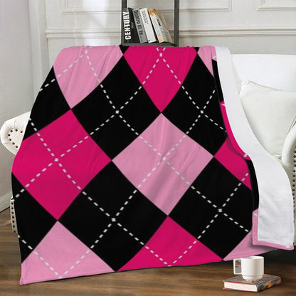 227. Trends Dual-sided Stitched Fleece Blanket Black pink Christmas