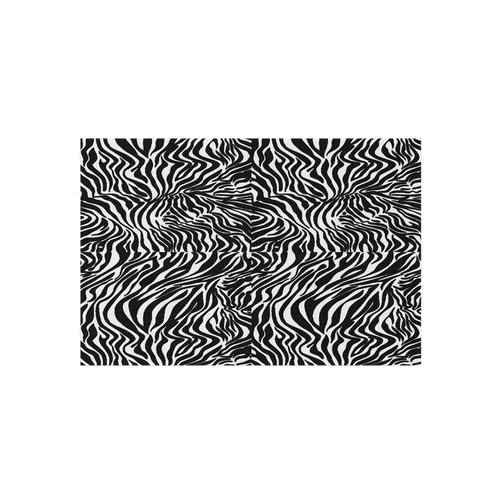 Outdoor Rug White Black Zebra print