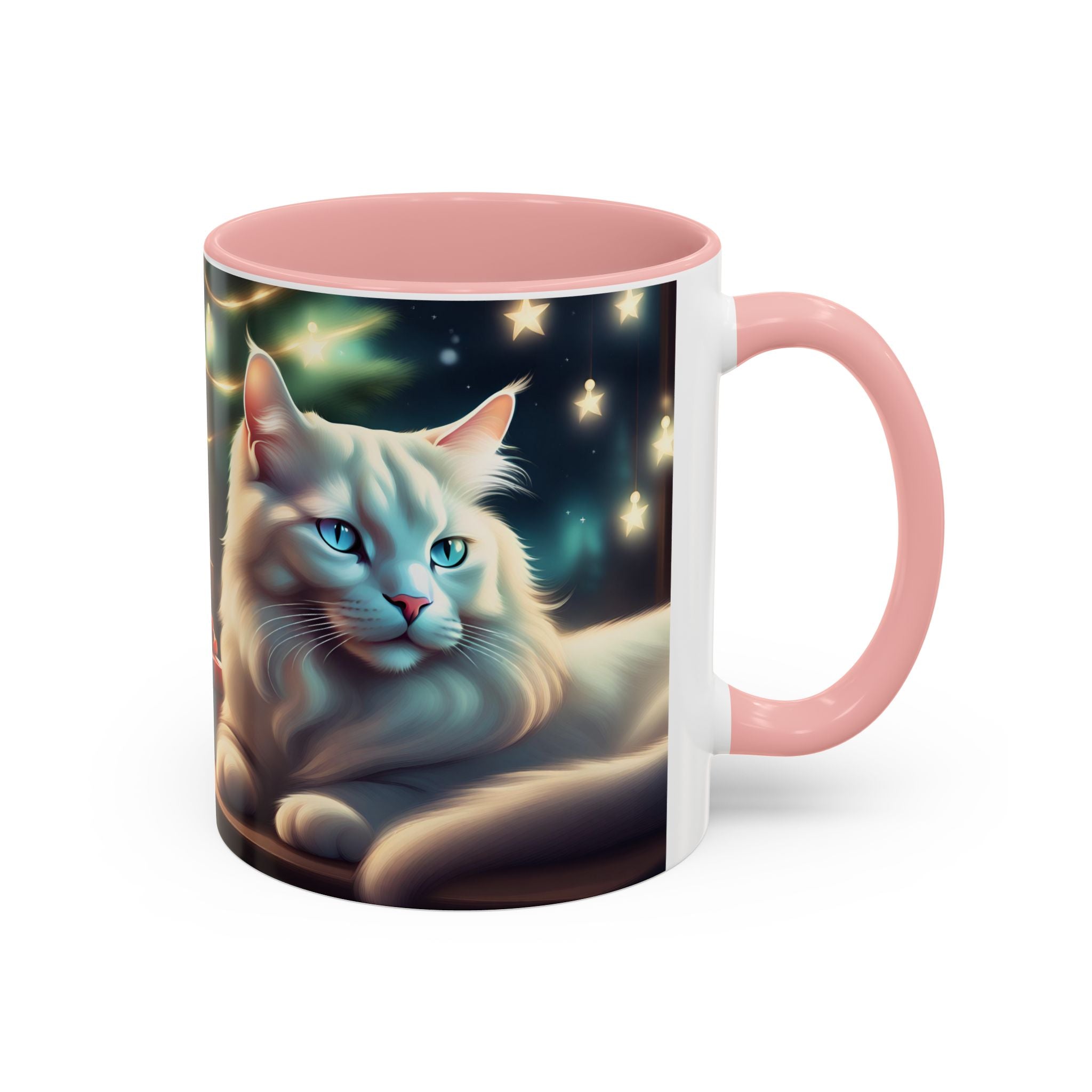 Accent Coffee Mug White Cat Christmas