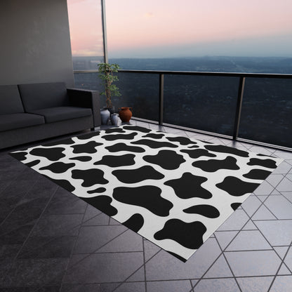 Outdoor and Area Rug Cow print,black and white