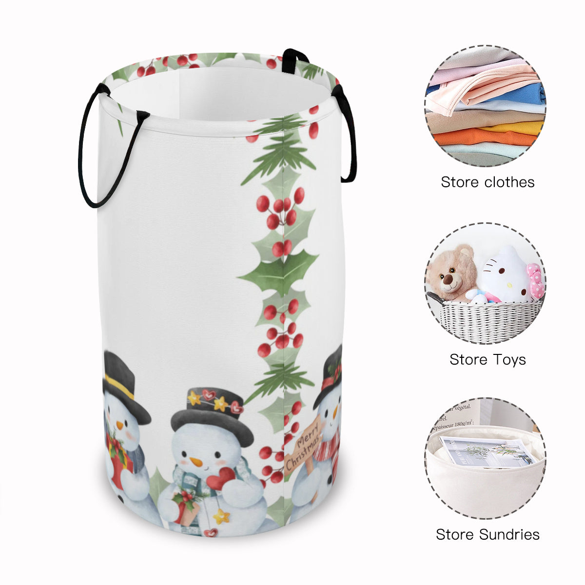 Large Capacity Foldable Laundry Basket Snowman