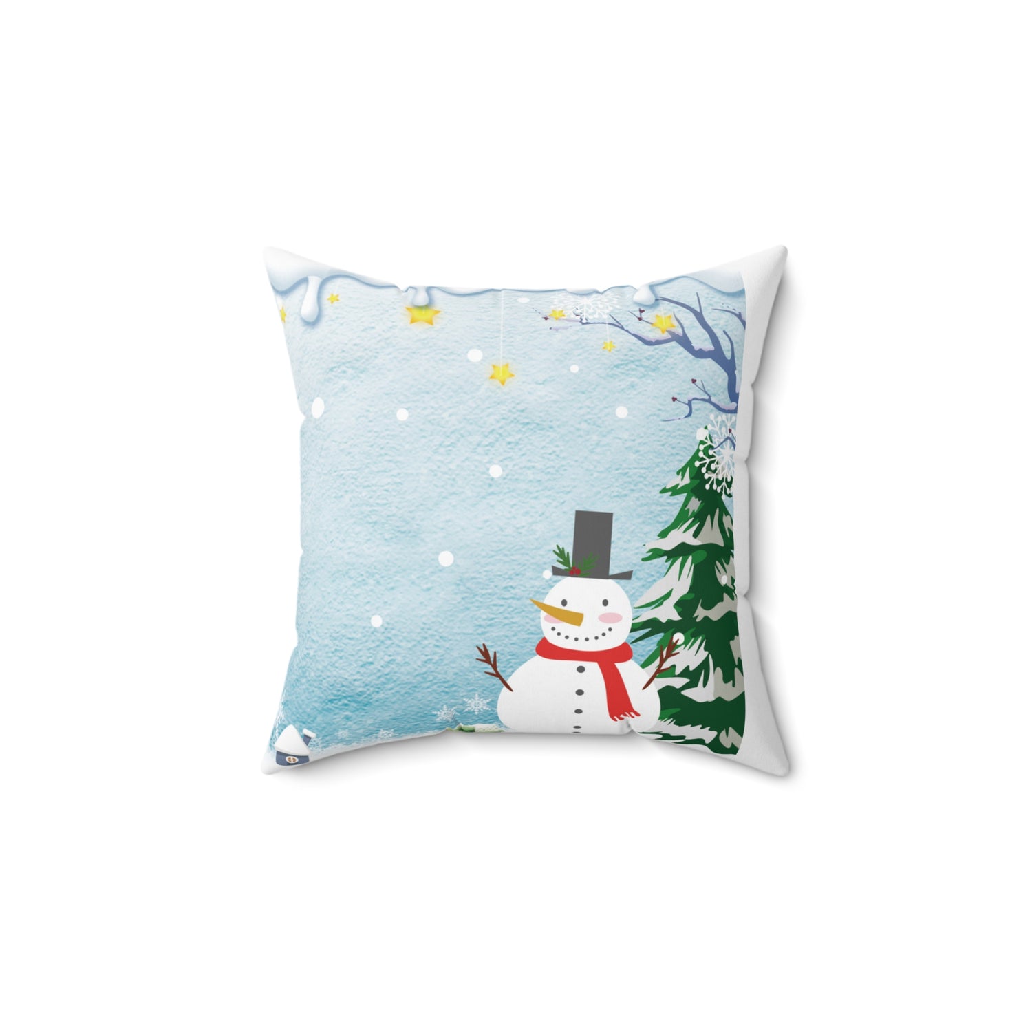 Spun Polyester Square Pillow Snowman