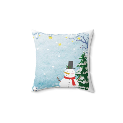 Spun Polyester Square Pillow Snowman