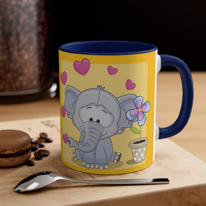 Accent Coffee Mug Elephant with Hearts