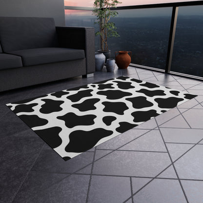 Outdoor and Area Rug Cow print,black and white