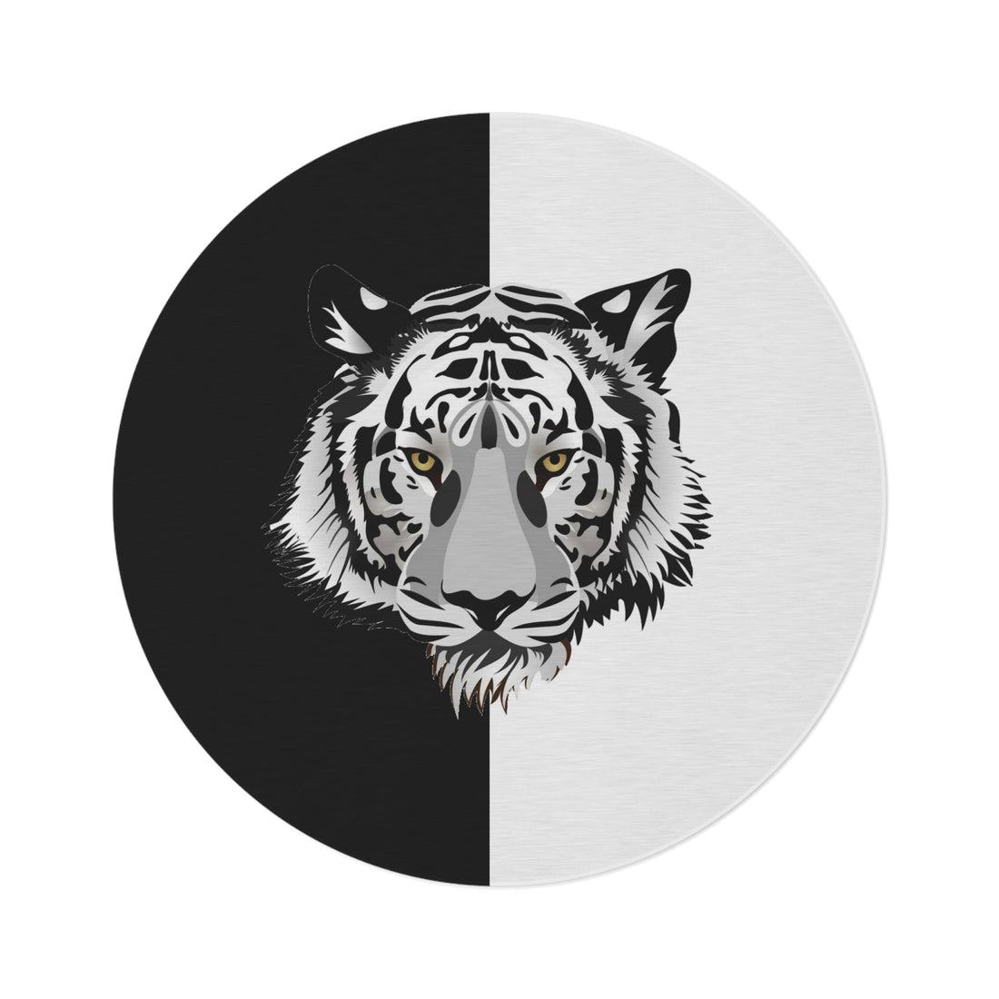 Round Rug Tiger Black White