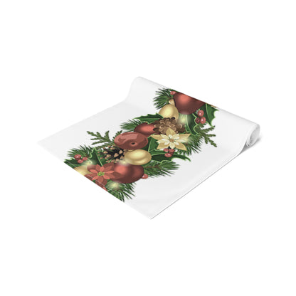 Table Runner (Cotton, Poly) Poinsettia Christmas